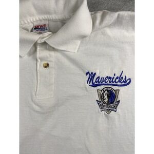 Vtg Dallas Mavericks Polo Shirt Mens 2XL White Embroidered Logo NBA Y2K Sports